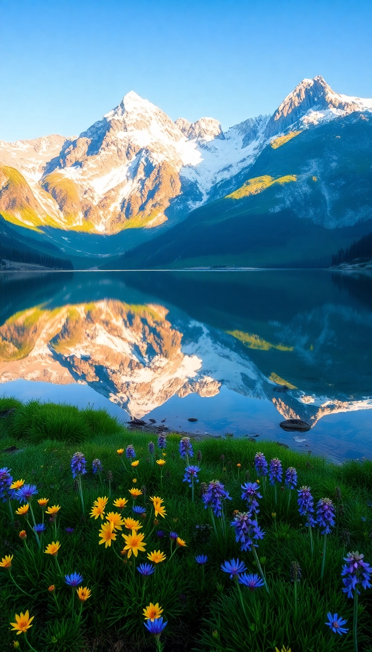 Best Elegant Spring Mountain Reflection Phone Aesthetic Wallpaper